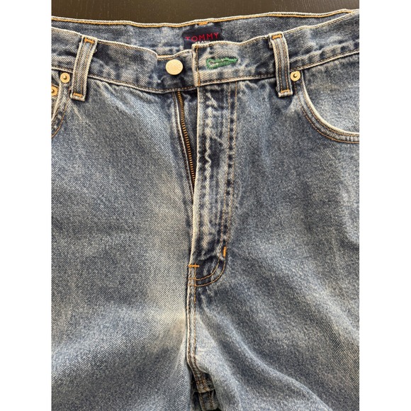 Tommy Hilfiger Mens Old‎ School Freedom Jean 36x34 Blue 90s Flag Spellout Denim - Picture 10 of 16